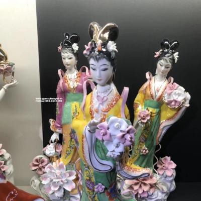 TƯỢNG SỨ THỦ CÔNG 7 CÔ TIÊN MEN MÀU